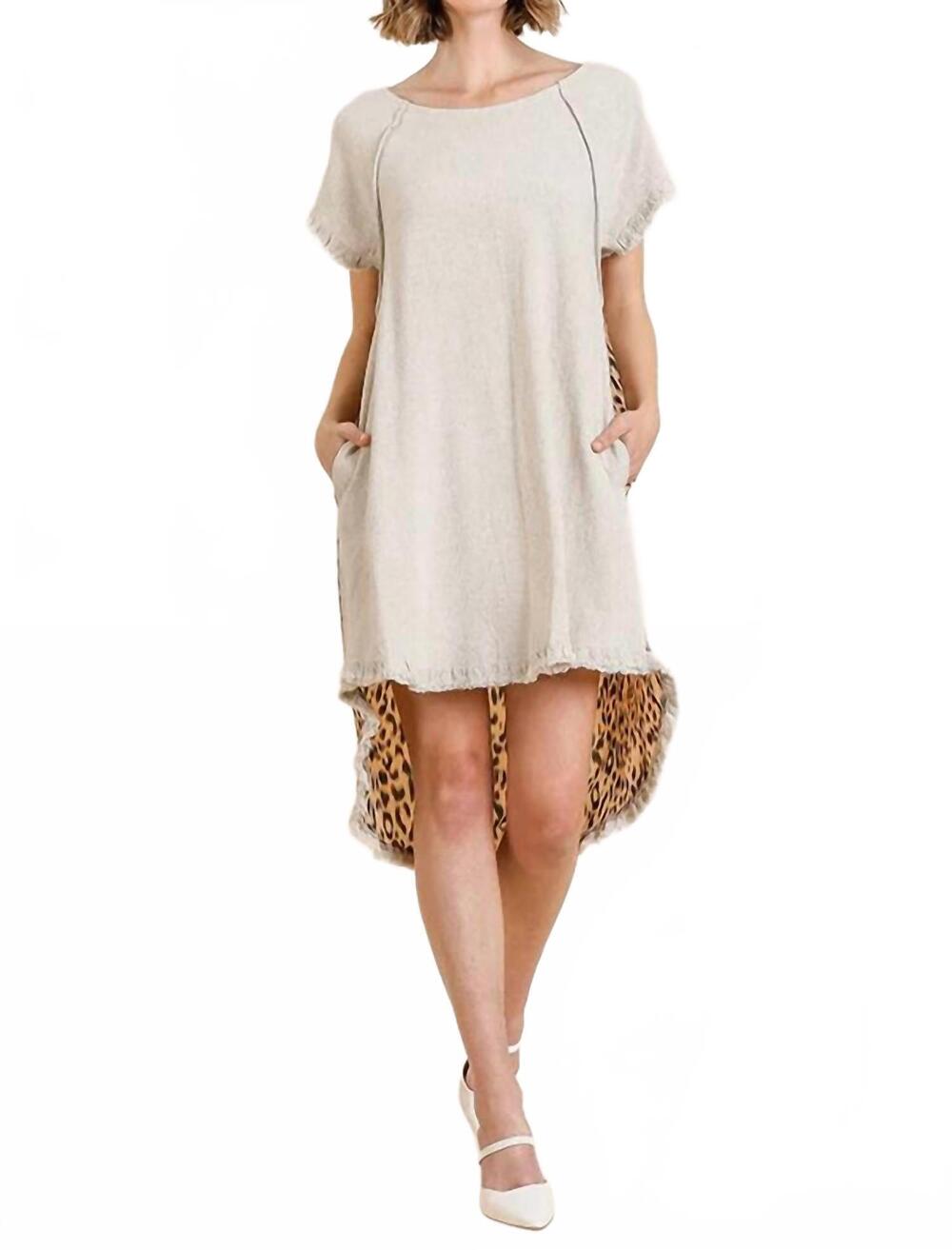 NEW UMGEE andrea hi low leopard back dress in oatmeal